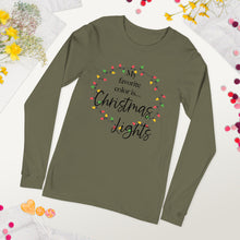 Load image into Gallery viewer, My Favorite Color is Christmas Lights Long Sleeve T-Shirt